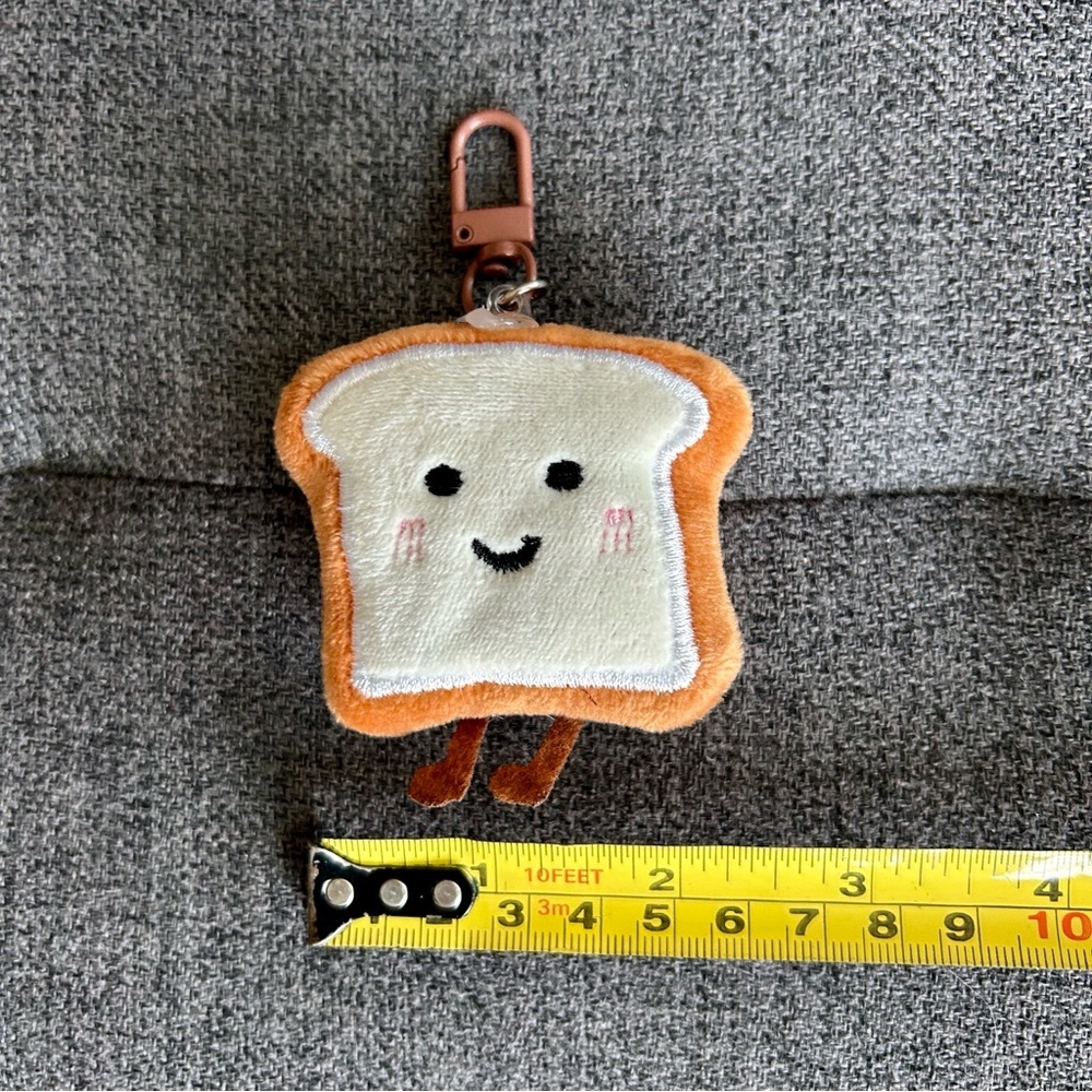 Handmade Cute Toast Plush Purse or Backpack Charm, Tan, Cream - Picture 7 of 10